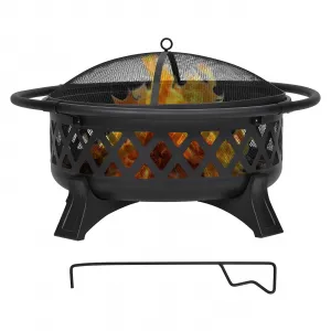 Fire Pit 36 Inch Steel Wood Burning Firepit with Spark Screen & Lid, Portable Heavy Duty, Tool-Free Assembly, Patio Garden Backyard