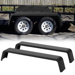 Trailer Fenders,2 Pack Tandem Axle Trailer Fenders Fit 13"-15" Tires,Heavy Duty Steel Double Axle Trailer Fenders Car Hauler Trailer,Cargo Trailer,Utility Trailer,Landscape Trailer Black