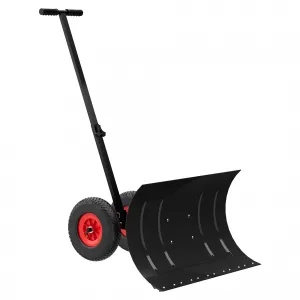 29" x 14" Snow Shovel with Wheels, Snow Pusher, Cushioned Adjustable Angle Handle Snow Removal Tool