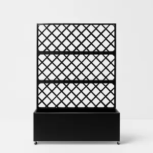 Galvanized Steel Raised Garden Bed with Trellis, Privacy Screen, Lockable Casters, Drainage Holes, Slim Profile for Patio & Deck