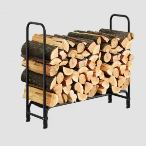 Firewood Rack Outdoor, Fireplace Log Holder with Fabric Mesh, Outdoor Indoor Metal Wood Pile Storage Organizer, Wood Storage for Porch Patio, Patio Logs Stand Tool, Black