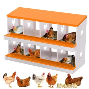 8-Hole Chicken Nest Box Heavy Duty Galvanized Steel  Ventilation System Bioengineering Design Orange for Hens Ducks Small Poultry