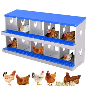 10-Hole Chicken Nest Box Heavy Duty Galvanized Steel  Ventilation System Bioengineering Design Blue for Hens Ducks Small Poultry