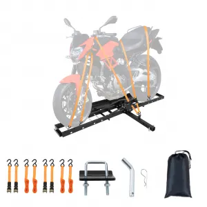 Motorcycle Hitch Carrier with Ramp - 500 lbs Capacity Heavy-Duty Steel Dirt Bike Hauler, Motorcycle Rack for Bicycle and Dirt Bike, Fits Tires up to 5.5" Wide, 2" Hitch Receiver