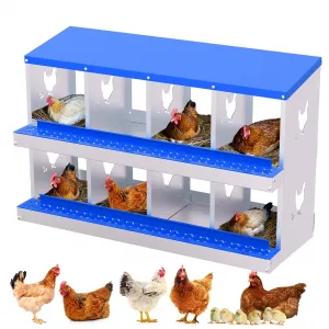 8-Hole Chicken Nest Box Heavy Duty Galvanized Steel  Ventilation System Bioengineering Design Blue for Hens Ducks Small Poultry