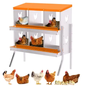 6-Hole Bracket Legs Chicken Nesting Box Galvanized Steel Rustproof Automatic Egg Collection Ventilated Easy Install Wall or Freestanding for Chicken Coop