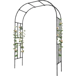 Metal Garden Arch Arbor Trellis – Heavy Duty Steel Garden Arbor for Climbing Plants, Wedding Ceremony, Party & Outdoor Decoration – Weather-Resistant Black Garden Archway for Lawn, Patio, and Pathway