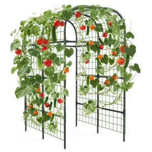 7.3Ft Metal Garden Arch Trellis Black Climbing Plant Support Durable Rust-Resistant Steel Plastic Connectors Easy Assembly for Raised Beds