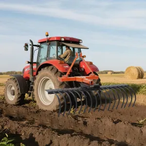 50" Landscape Rake with 360° Rotation & Replaceable Spring Steel Tines, Carbon Steel Frame, Quick Mount, CAT-0 CAT-1 Hitch, for Brush Clearing & Soil Prep