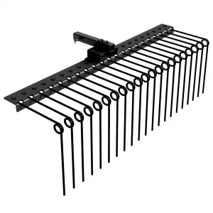 48 in Pine Straw Rake Landscape Tool with 17 Spring Steel Tines, Steel Anti-Rust, Fits 2 in Receiver for Lawn Tractors ATV UTV