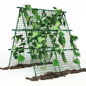 Cucumber Trellis for Garden & Raised Bed, 47"x47" Outdoor Plant Trellis for Climbing Plants, Metal Support Trellis with Net for Vines Flowers