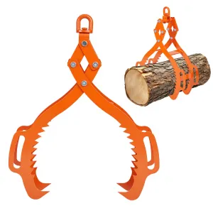 Heavy-Duty Log Lifting Tongs 28in 4 Claw Serrated Steel Non-Slip Grip Powder-Coated Durable Orange Forestry & Logging
