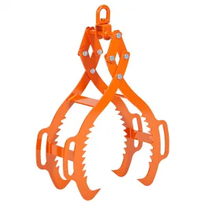 36 Inch 4 Claw Timber Claw Hook Log Grapple 3606LB Capacity Serrated Steel Claws Powder-Coated Steel Universal Fit for Tractors Logging