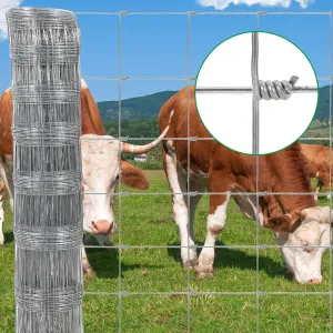 Farm Fence,4x328FT Heavy Zinc Coating Cattle Fence,Galvanized Field Wire Fencing with Hinge Knot for Cattle, Goats & Sheep,Hog,Animals Protection