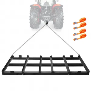 Drag Harrow Lawn Tractor 4Ft Heavy Duty Steel Chain Adjustable Width Tow Behind ATV Farm Field Garden