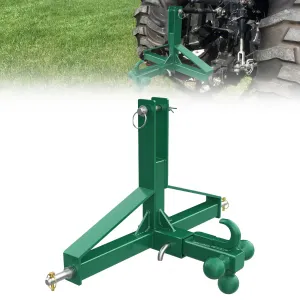 3 Point Trailer Hitch 2" Receiver Towing Ball 10,000Lb Capacity Powder-Coated Steel Quick Hitch Compatible Category 1 Tractors Heavy Duty Industrial Use