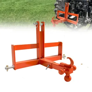 3 Point Trailer Hitch for Tractor with 2" Receiver & Ball, Heavy-Duty Steel, Quick Hitch, Suitcase Weight Brackets, 10000 Lbs Capacity, Category 1, Towing & Weight Balancing