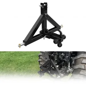 3 Point Hitch Receiver Category 1 Tractor 3 Ball & Hook Heavy Duty Steel Rust-Resistant Powder Coat 2" Receiver Quick Hitch Farm Use