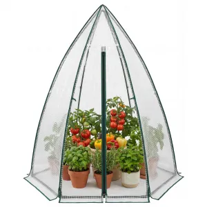 Mini Hexagonal Greenhouse 54"x54"x71", Portable Walk-In Greenhouse with PE Cover, Roll-Up Door & Mesh Window, Steel Frame for Garden Patio
