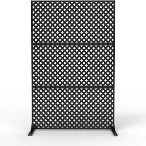 Metal Privacy Screen, Galvanized Steel Privacy Fence Panel with Stand, Decorative Room Divider for Patio, Deck, Balcony, Garden, Indoor/Outdoor Use