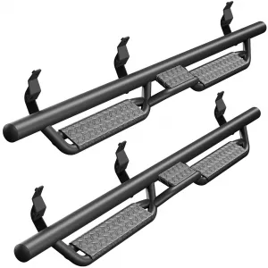 Pickup Running boards Round Tube Side Bar Three Tube with Platform for 2007-2018 Silverado/GMC Sierra 1500 Extended Cab 2007-2019 Silverado/Sierra 2500HD 3500HD