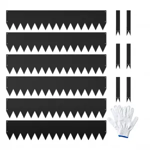 Garden 6 Pack Cor-Ten Steel Landscape Edging w/paint Finish - 40" L x 8" H Strips - Hammer-in Gauge Metal Corten Edging Border w/ 8 Clips & Gloves - Edge for Lawn Yard (20Ft Total)