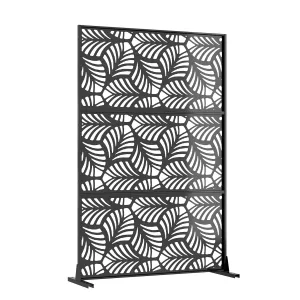 72" H X 47"W Freestanding Metal Privacy Screen for Patio, Garden, Deck, or Balcony –  Decorative Outdoor Fence Panel – Weather-Resistant, Petal Design