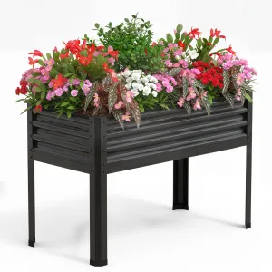 Large Raised Garden Bed with Legs Galvanized Elevated Planter Box 48×24×32 in for Backyard, Patio, Balcony, 400lb Capacity, Brown