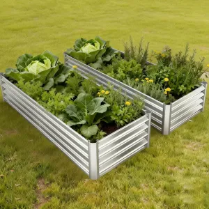 All-Weather Protection Raised Garden Bed - Galvanized Metal Planter Box with Clear Canopy, Large Screen Windows, Mini Greenhouse for Outdoor Vegetables and Flowers, Silver, 175x84x28cm, Color: Silver, Specs: With a canopy, Size: 175*84*28cm