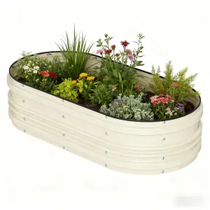 Galvanized Raised Garden Bed Kit 4x2x1ft Oval Metal Planter with Open Base, Lightweight Steel, Stable Design for Vegetables & Herbs