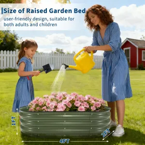 2Packs Galvanized Raised Garden Bed 4x2x1Ft-Open Base Outdoor Galvanized Raised Beds, Weatherproof Steel Garden Planter Bed for Flowers,Vegetables and Herbs