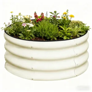 4x4x1ft Galvanized Raised Garden Bed Kit with Open Base and Oval Design, Lightweight Steel, Stable and Rust-Resistant, for Outdoor Vegetable and Herb Gardening