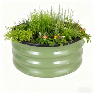 4x4x1ft Galvanized Raised Garden Bed Kit - Round Metal Planter Box - Open Base & Lightweight Steel - Corrosion Resistant & Stable - Vegetable & Herb Gardening