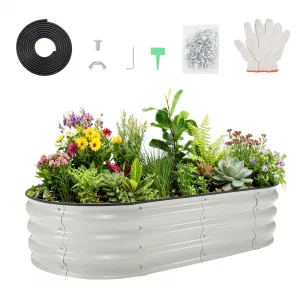 6x3x1Ft Oval Galvanized Garden Beds,Large Outside Galvanized Raised Bed for Patio and Yard, Easy Assemble with Gloves, Safe Rubber Edge and Planting Label,Ideal Gardener Gift