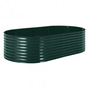 Large Oval Galvanized Raised Garden Bed Kit – Thick Reinforced Metal Planter for Vegetables, Flowers & Herbs – Corrosion-Resistant, Easy Assembly – Dark Green, Open, 240×120×60cm