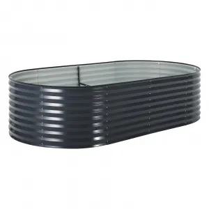 Galvanized Raised Garden Bed Kit with Corrosion-Resistant Steel – Oval Planter Box for Vegetables, Flowers & Herbs – Durable, Reinforced, Easy Tool-Complimentary Assembly – Includes Zippered PVC Cover – Gray, Open-Top, 240×120×60cm