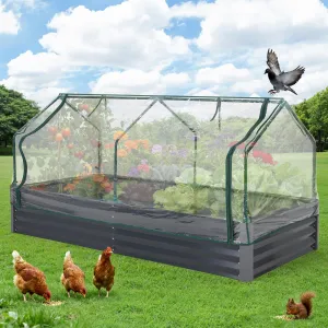 Galvanized Raised Garden Bed Kit Large Durable Planter with Reinforced Design & Optimal Drainage Steel Panels Easy Assembly for Outdoor Vegetable Gardening