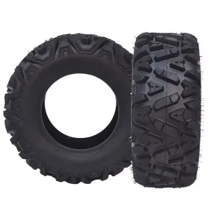 Set of 2 UTV/ATV Tires 27x8-12 6PR Tubeless All-Terrain Tire Heavy Duty Puncture Resistant Off-Road Rock Sand Street Use, Black