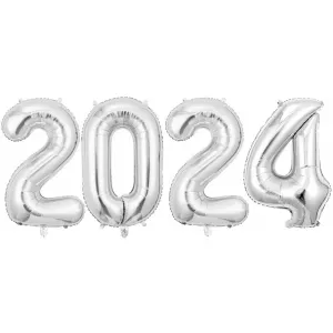 16"/32" 2024 Balloons Foil Number Balloons For 2024 New Year Eve Party Supplies Graduation Decorations For Home Office 32 inch silver