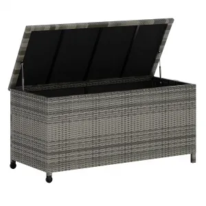 125 Gallon Large Deck Box Waterproof PE Rattan Outdoor Storage with Handles, Wheels, Smooth Hinges, Rust-Resistant, Patio, Garden, Pool