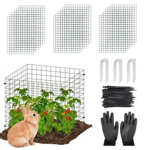 18-Pack Heavy Duty Plant Covers with Stakes - Rust-Proof Coated Steel - Adjustable Cylindrical & Rectangular Cages - Includes Stakes, Ties, Gloves - Garden Protection for Vegetables & Flowers