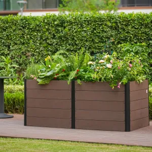 48" x 25"x 29" Elevated Wood-Look Garden Bed Deep Root Planter Box – Durable Composite, Space-Saving, Easy Assembly, Open Bottom – Ideal for Vegetables, Herbs, Flowers – No Bottom Included