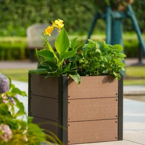 19" X 19" X 17" Elevated Wood-Look Raised Garden Bed – Durable Composite Planter Box – Deep Root, Space-Saving, Easy Assembly, Open Bottom – For Vegetables, Herbs, Flowers No Bottom