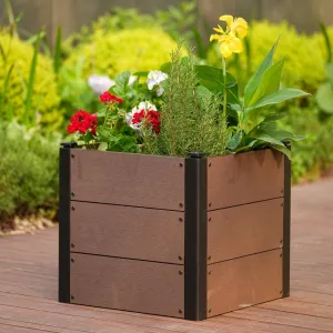 19" X 19" X 17" Elevated Wood-Look Raised Garden Bed – Durable Composite Planter Box – Space-Saving, Easy Assembly, With Base & Drainage – Ideal for Outdoor Vegetables, Herbs, Flowers  With Bottom