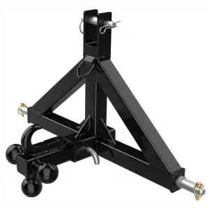 3 Point Trailer Hitch 2" Receiver with Towing Ball & Hook Heavy Duty Cat.1 Steel Quick Hitch Attachment for Kubota Subcompact Tractor Farm Use