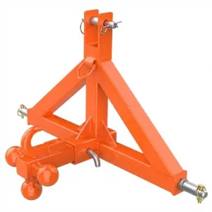 3 Point Trailer Hitch 2" Receiver and Towing Ball Hitch with Hook Heavy Duty Cat.1 Tractor Drawbar 3Pt Quick Hitch Attachment for Kubota, Category 1 Subcompact Tractor Farm Equipment