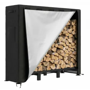 Firewood Rack 4FT with Waterproof Cover, Heavy-Duty Steel, Adjustable Length, Oxford Fabric, Tool-Free Assembly, Patio & Backyard Storage