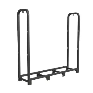 4 ft Firewood Rack Outdoor, Heavy Duty Steel Log Holder for 1/4 Cord, Large Firewood Storage Stand Organizer for Indoor Fireplace, Patio, Deck, Backyard, Garden