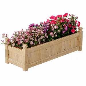 43" x 15" x 13" Sturdy Fir Wood Raised Garden Bed – Large Rectangular Outdoor Planter Box for Vegetables, Herbs, Flowers – Easy Tool-Included Assembly, Ideal for Patio, Balcony, Backyard, Yellow