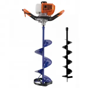 2-in-1 Gas Powered 52CC 2-Stroke Ice Auger & Earth Auger Kit with 10" Ice Drill and 5.9" Ground Drill Bit for Ice Fishing and Post Hole Digging, EPA Certified